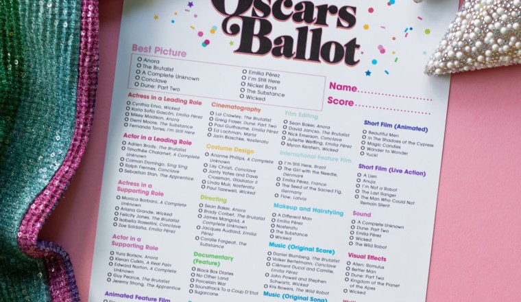 2025 Free Printable Oscar Ballot